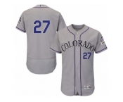 Men's Majestic Colorado Rockies #27 Trevor Story Grey Flexbase Authentic Collection MLB Jersey