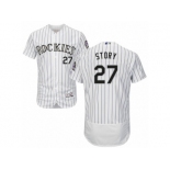 Men's Majestic Colorado Rockies #27 Trevor Story White Flexbase Authentic Collection MLB Jersey