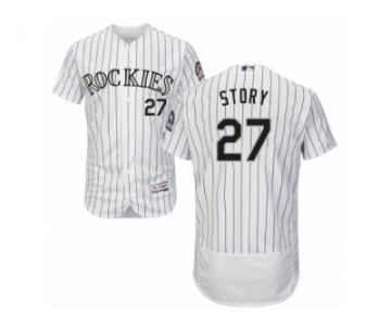 Men's Majestic Colorado Rockies #27 Trevor Story White Flexbase Authentic Collection MLB Jersey