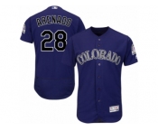 Men's Majestic Colorado Rockies #28 Nolan Arenado Purple Flexbase Authentic Collection MLB Jersey