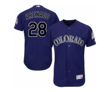 Men's Majestic Colorado Rockies #28 Nolan Arenado Purple Flexbase Authentic Collection MLB Jersey