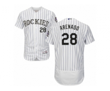 Men's Majestic Colorado Rockies #28 Nolan Arenado White Flexbase Authentic Collection MLB Jersey