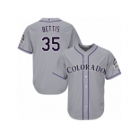 Men's Majestic Colorado Rockies #35 Chad Bettis Replica Grey Road Cool Base MLB Jersey