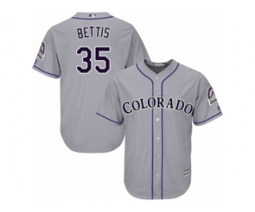 Men's Majestic Colorado Rockies #35 Chad Bettis Replica Grey Road Cool Base MLB Jersey