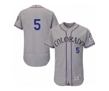 Men's Majestic Colorado Rockies #5 Carlos Gonzalez Grey Flexbase Authentic Collection MLB Jersey