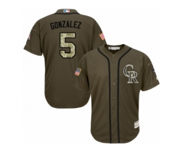 Men's Majestic Colorado Rockies #5 Carlos Gonzalez Replica Green Salute to Service MLB Jersey