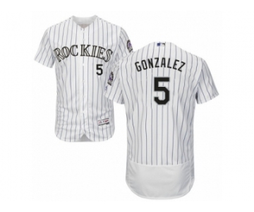 Men's Majestic Colorado Rockies #5 Carlos Gonzalez White Flexbase Authentic Collection MLB Jersey