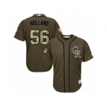 Men's Majestic Colorado Rockies #56 Greg Holland Replica Green Salute to Service MLB Jersey