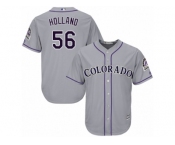 Men's Majestic Colorado Rockies #56 Greg Holland Replica Grey Road Cool Base MLB Jersey