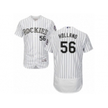 Men's Majestic Colorado Rockies #56 Greg Holland White Flexbase Authentic Collection MLB Jersey