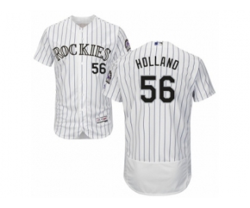 Men's Majestic Colorado Rockies #56 Greg Holland White Flexbase Authentic Collection MLB Jersey