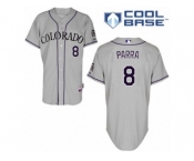 Men's Majestic Colorado Rockies #8 Gerardo Parra Authentic Grey Road Cool Base MLB Jersey