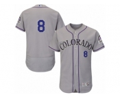 Men's Majestic Colorado Rockies #8 Gerardo Parra Grey Flexbase Authentic Collection MLB Jersey