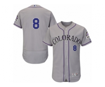 Men's Majestic Colorado Rockies #8 Gerardo Parra Grey Flexbase Authentic Collection MLB Jersey