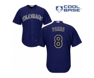 Men's Majestic Colorado Rockies #8 Gerardo Parra Replica Purple Alternate 1 Cool Base MLB Jersey