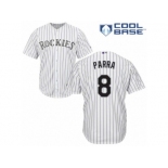 Men's Majestic Colorado Rockies #8 Gerardo Parra Replica White Home Cool Base MLB Jersey