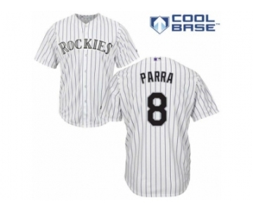 Men's Majestic Colorado Rockies #8 Gerardo Parra Replica White Home Cool Base MLB Jersey