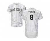 Men's Majestic Colorado Rockies #8 Gerardo Parra White Flexbase Authentic Collection MLB Jersey