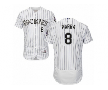 Men's Majestic Colorado Rockies #8 Gerardo Parra White Flexbase Authentic Collection MLB Jersey