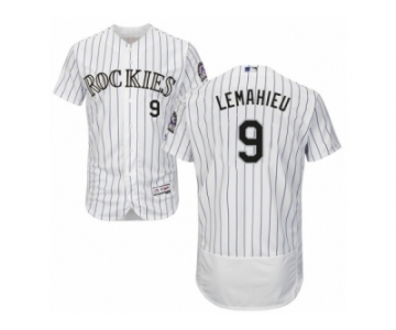 Men's Majestic Colorado Rockies #9 DJ LeMahieu White Flexbase Authentic Collection MLB Jersey