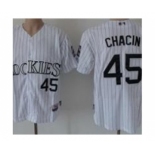 mlb jerseys colorado rockies #45 chacin white[blue stripe]