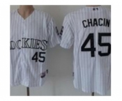 mlb jerseys colorado rockies #45 chacin white[blue stripe]