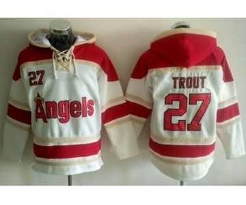 Los Angeles Angels Of Anaheim #27 Mike Trout White Sawyer Hooded Sweatshirt Baseball Hoodie