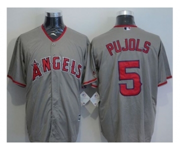 Los Angeles Angels Of Anaheim #5 Albert Pujols Grey New Cool Base Stitched Baseball Jersey