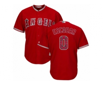 Los Angeles Angels of Anaheim #0 Yunel Escobar Authentic Red Team Logo Fashion Cool Base MLB Jersey