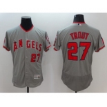 Men Los Angeles Angels #27 Mike Trout Majestic Gray Flexbase Authentic Collection Player Jersey