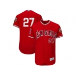 Men Los Angeles Angels #27 Mike Trout Majestic Scarlet 2018 Spring Training Flex Base Player Jersey