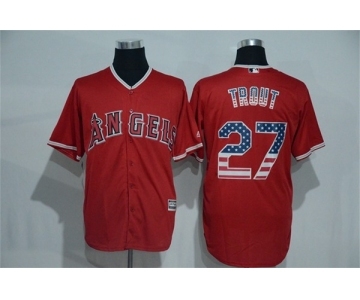 Men Los Angeles Angels #27 Mike Trout Red USA Flag Fashion MLB Jersey