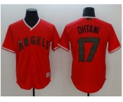 Men Los Angeles Angels Of Anaheim #17 Shohei Ohtani Red New Cool Base 2018 Memorial Day Stitched MLB Jersey