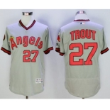 Men Los Angeles Angels Of Anaheim #27 Mike Trout Gray Flexbase Authentic Collection Cooperstown Stitched MLB Jersey