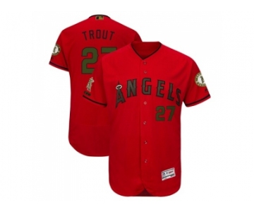 Men Los Angeles Angels Of Anaheim #27 Mike Trout Red Flexbase Authentic Collection 2018 Memorial Day Stitched MLB Jersey