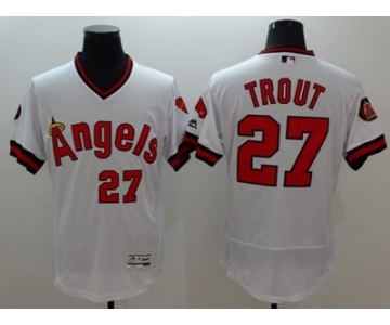 Men Los Angeles Angels Of Anaheim #27 Mike Trout White Flexbase Authentic Collection Cooperstown Stitched MLB Jersey