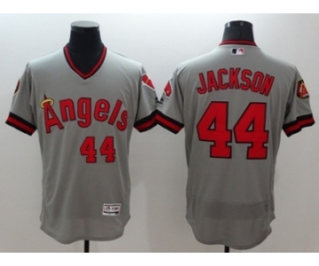 Men Los Angeles Angels Of Anaheim #44 Reggie Jackson Gray Flexbase Authentic Collection Cooperstown Stitched MLB Jersey