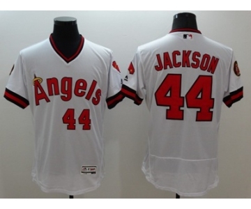 Men Los Angeles Angels Of Anaheim #44 Reggie Jackson White Flexbase Authentic Collection Cooperstown Stitched MLB Jersey