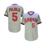 Men Los Angeles Angels Of Anaheim #5 Albert Pujols Grey Flexbase Authentic Collection Cooperstown Stitched Jersey