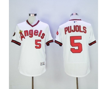 Men Los Angeles Angels Of Anaheim #5 Albert Pujols White Flexbase Authentic Collection Cooperstown Stitched Jersey