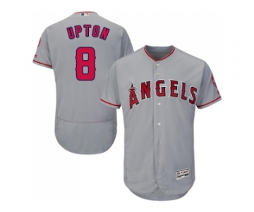 Men Los Angeles Angels Of Anaheim #8 Justin Upton Grey Flexbase Authentic Collection Stitched Baseball Jersey