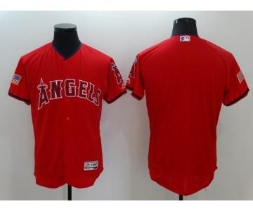 Men Los Angeles Angels of Anaheim Blank Majestic Red 2016 Independence Day Stars & Stripes Flex Base Team Jersey