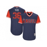 Men's 2017 Little League World Series Angels #36 Yusmeiro Petit Yus Navy Jersey