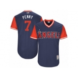 Men's Los Angeles Angels Cliff Pennington #7 Penny Majestic Navy 2017 Players Weekend Authentic Jersey