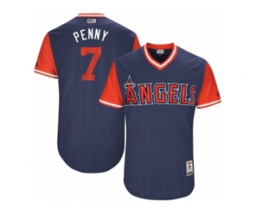 Men's Los Angeles Angels Cliff Pennington #7 Penny Majestic Navy 2017 Players Weekend Authentic Jersey