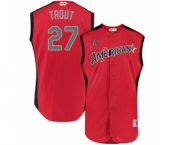 Men's Los Angeles Angels of Anaheim #27 Mike Trout Authentic Red American League 2019 Baseball All-Star Jersey