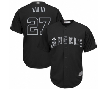 Men's Los Angeles Angels of Anaheim #27 Mike Trout  Kiiiiid  Authentic Black 2019 Players Weekend Baseball Jersey