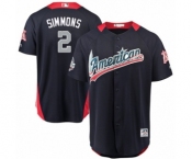 Men's Majestic Los Angeles Angels of Anaheim #2 Andrelton Simmons Game Navy Blue American League 2018 MLB All-Star MLB Jersey