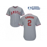 Men's Majestic Los Angeles Angels of Anaheim #2 Andrelton Simmons Replica Grey Road Cool Base MLB Jersey