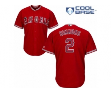 Men's Majestic Los Angeles Angels of Anaheim #2 Andrelton Simmons Replica Red Alternate Cool Base MLB Jersey